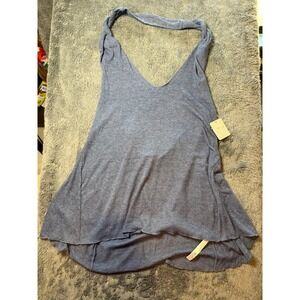 Free People Intimately Halter Tank Top Blue Ocean Heather Braided Strap L NEW